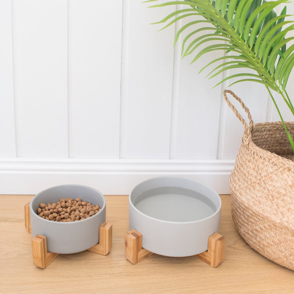 Ceramic Pet Bowl With Stand - Large